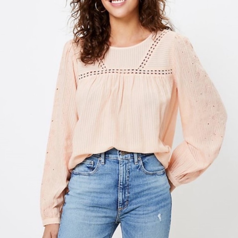NEW LOFT embroidered popover shirt NWOT